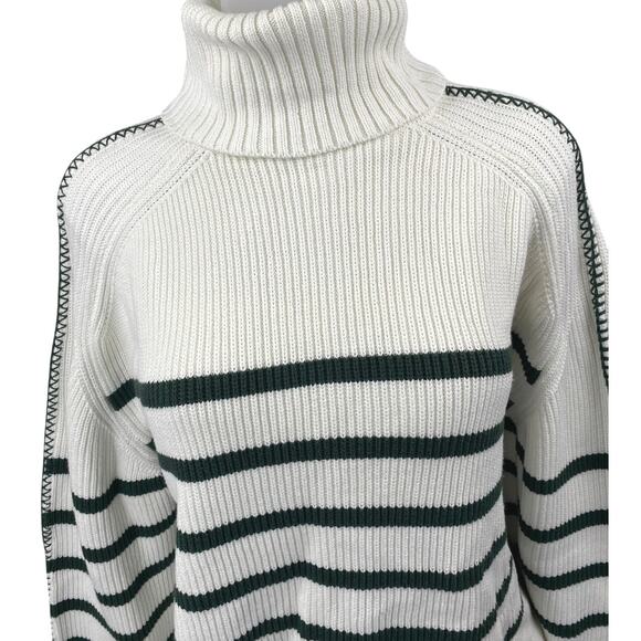 Hyacinth House White Black Striped Turtleneck Knit Long Sleeve Sweater Top Sz M - Picture 3 of 5